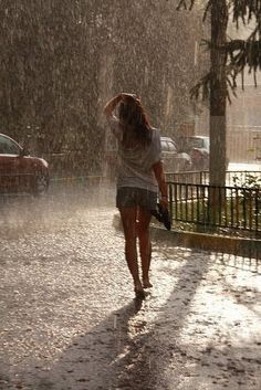 walking in the rain
