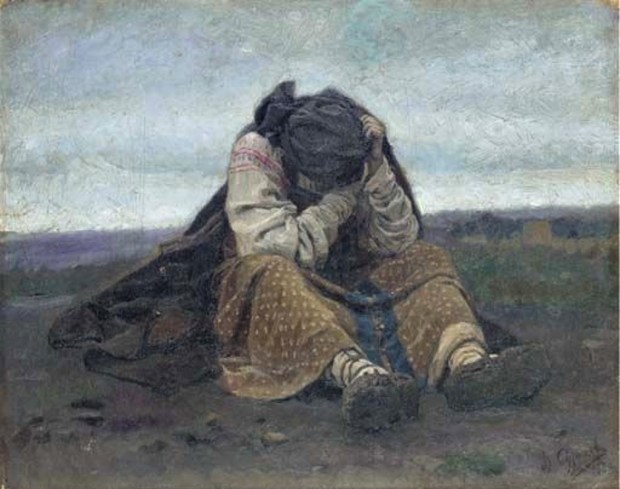 Surikov_Strelets_woman_hiding_her_face_1880